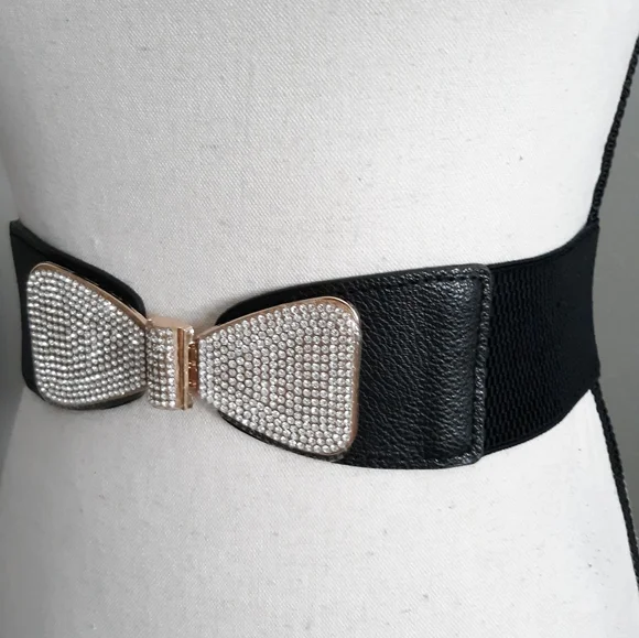 Rhinestone Bow Stretch Belt NWT - Picture 3 of 7